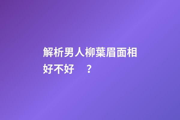 解析男人柳葉眉面相好不好？